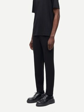 SAMSOE Men's Black Smithy Trouser Size Medium Elastic-Waist Dress Pants